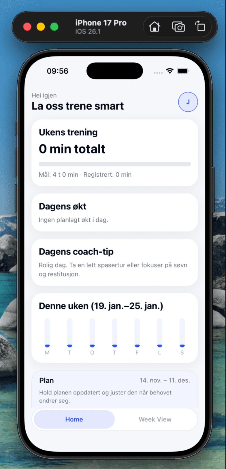 Skjermbilde fra mobilappen TNAX